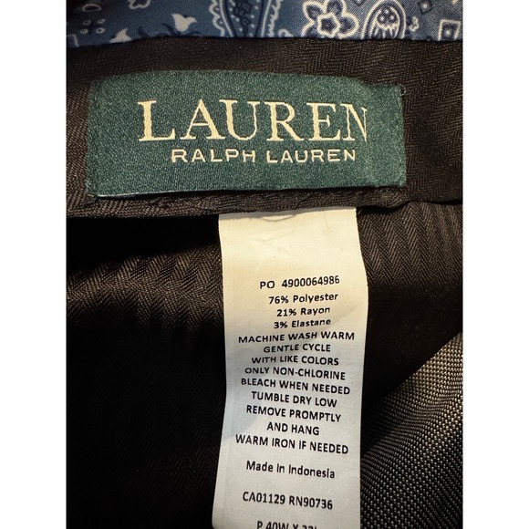 Lauren Ralph Lauren Men's Flat Front Pants 40x32 Gray Dress Causal Preppy NEW - Picture 4 of 7